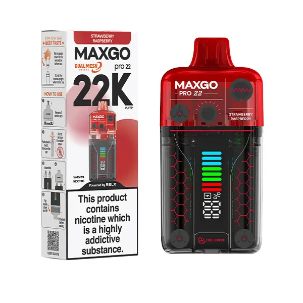 Strawberry Raspberry RELX MaxGO Pro 22K Disposable Vape Kit 